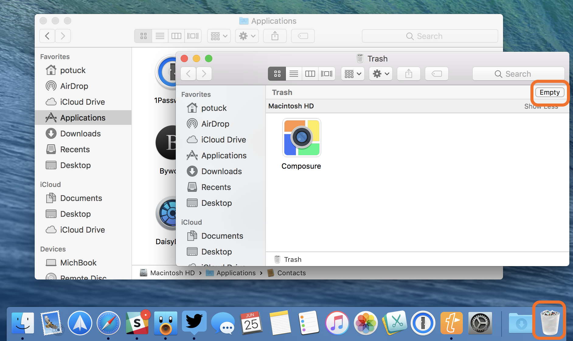 How do you permanently delete apps off macbook